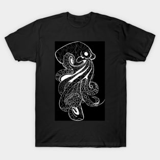 dark octopus on Mayan pattern ecopop T-Shirt